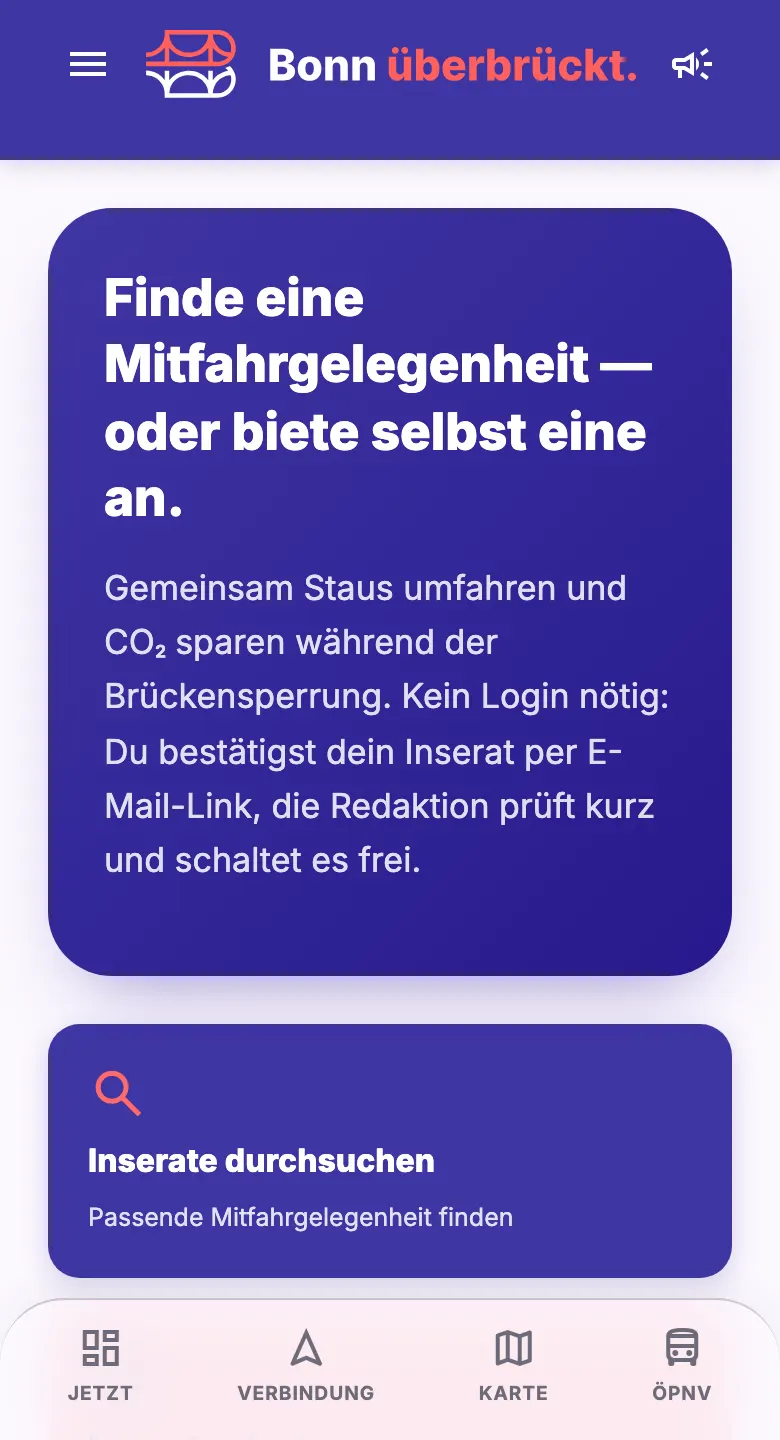 Bildschirmfoto: Mitfahren und mitmachen