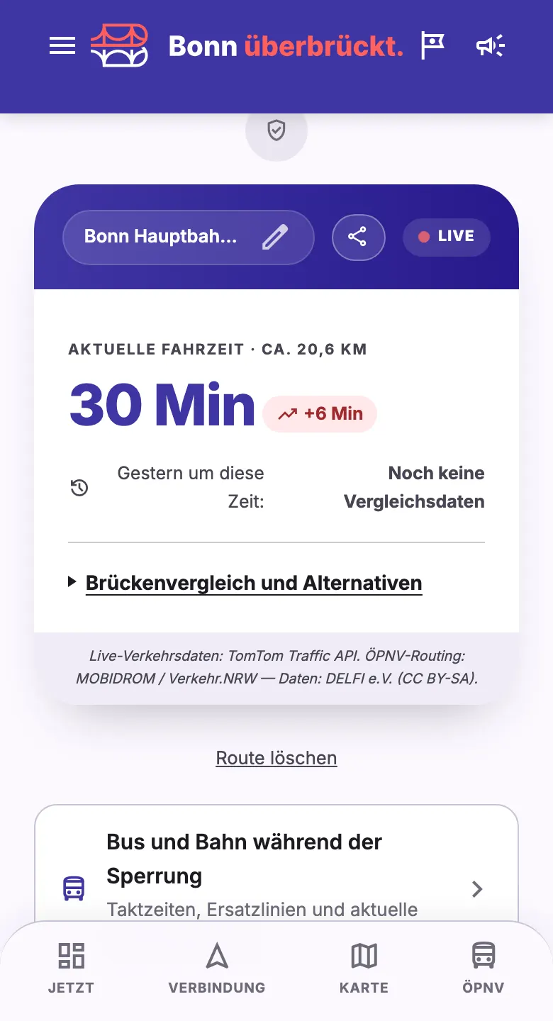 Bildschirmfoto: Dein Arbeitsweg, einmal eingerichtet